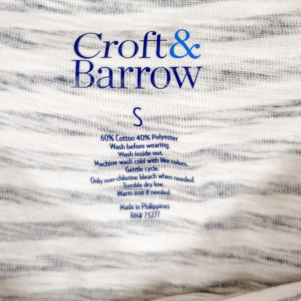 NEW Croft & Barrow 3/4 Button Accent Sleeve Navy Striped Top, Size Small - Picture 7 of 10